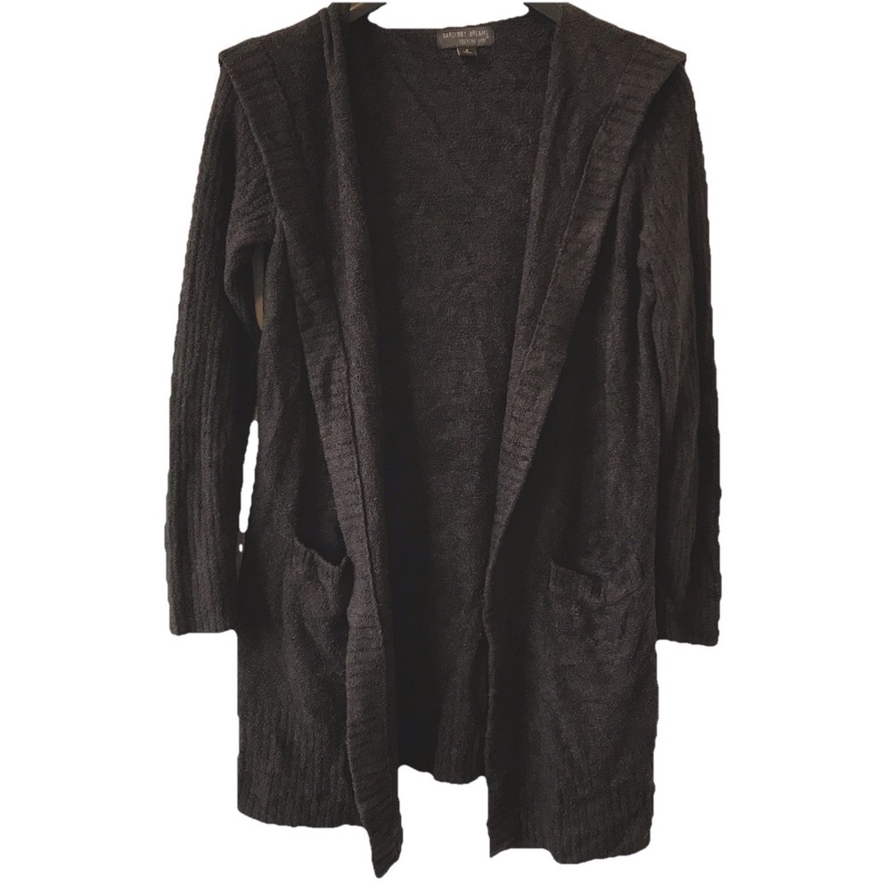 Barefoot Dreams Cozychic Lite Relaxed Hooded Cardi With Pockets Brown Size S